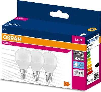 Obrázok produktu pre LED Cla. P 40 4.9W/4000K E14 3pack OSRAM