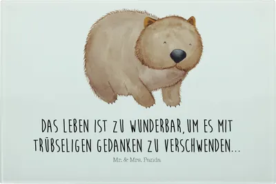 Produktbild von Mr. & Mrs. Panda Frühstücksbrett Wombat - Weiß - Geschenk, Lustige Sprüche, Küchenbrett, Glas-Schneidebrett, Motivation, Das Leben Ist schön, Spruch, Schneidebrett
