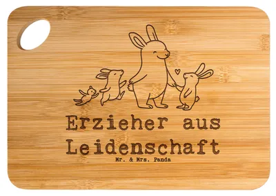 Produktbild von Mr. & Mrs. Panda Schneidebrett Erzieher Leidenschaft - Transparent - Geschenk, Ausbildung, jausenbrett, holzschneidebrett, Pädagoge, Holzbrett, Frühstücksbrett, Beruf