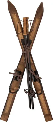Immagine prodotto di Clayre & Eef Decorazione da sci con bastoni da sci Marrone Legno Vintage Ferro 24x10x90 cm
