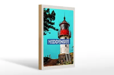 Produktbild von Holzschild Reise 20x30cm Hiddensee Leuchtturm Strand Meer