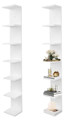 Image de Étagère murale blanche à 7 niveaux, idéale pour le rangement et la décoration