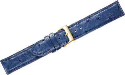 Produktbild von Herzog Echt Strauß > Uhrenarmband blau Leder Dornschließe > handgenäht, Stegbreite:16mm, Schließe:Gelbgolden