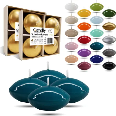 Obrázok produktu pre CANDLY HANDMADE© 4x veľké plávajúce sviečky Premium Ø 70 mm | Valentín, Veľká noc, Vianoce, dekorácie, sviečky, sviečky pre dámy (tyrkysová)
