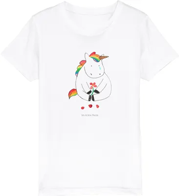 Produktbild von Mr. & Mrs. Panda Kleinkinder T-Shirt Einhorn Traurig 12-14 Jahre (152/164) - Weiß - Geschenk, Blume, Glitzer, Kinder Baumwoll, Liebe, Einhörner, Kindershirt, Jungen