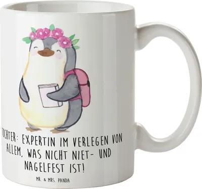 Produktbild von Mr. & Mrs. Panda Tasse Tochter Expertin - Weiß - Geschenk, Kaffeetasse, einzigartige Designs, Liebenswert, Kaffeebecher, bedruckt, Humor, Einfallsreichtum, Geburtstage