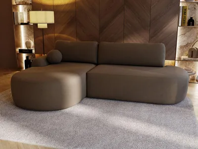 Produktbild von GrainGold Ecksofa L-Form Links Aurio O - Ecksofa mit Schlaffunktion und Bettkasten - Moderne Ecksofa, Wohnzimmer Ecksofa - Eckcouch Braun (Lambi 04)