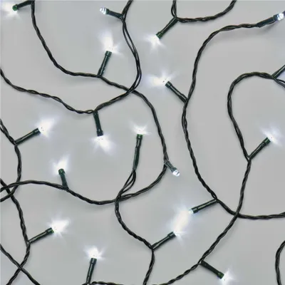 LED vánoční řetěz, 18 m, venkovní i vnitřní, studená bílá, časovač