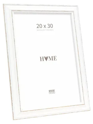 Fotolijst aus Holz, 20 x 30 cm, weiß, 3 cm breite Zierleiste