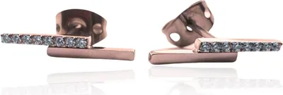 Produktbild von Titan Ohrringe Ohrstecker Balken in verschiedenen Farben mit Kristallen Farbe - Roségoldfarben