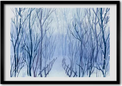 Produktbild von Bild - Bilderrahmen - 100 cm x 70 cm - MDF - Rahmen - Foto - Wandkunst Wald im Winter