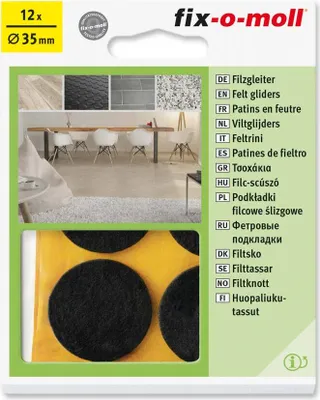 Packaging for felt gliders for furniture legs.