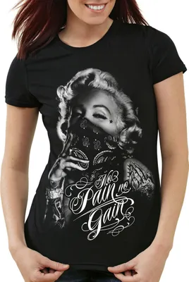 Produktbild von style3 Marilyn Tattoo 'No Pain' Damen T-Shirt rock monroe tattoed biker usa, Größe:M