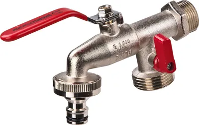 Produktbild von Kugel-Auslaufhahn 3/4 Zoll 26,5mm Kugelhahn Messing zweifach Doppel-Anschluss