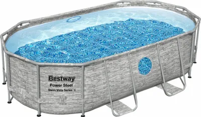 Produktbild von Bestway 56714 Power Steel Swim Vista 427x250x100cm Ovales Rohrpool Blau,Grau 7250 Liters Blau,Grau 7250 Liters