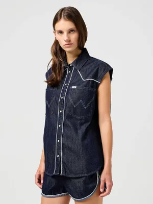 Immagine prodotto di wrangler camicie donna wrangler 112362615 sleeveless denim dark