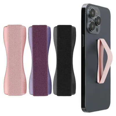 Produktbild von kwmobile Smartphone Fingerhalter 3 Set - Handy Halter Griff Halterung Einhandbedienung - 3x Handyhalter in Schwarz Rosegold Brombeere