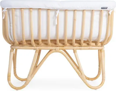 Produktbild von Childhome Wiege Rattan Rechteckig 90X50 + Matratze  + Jersey Bezug Altweiss; Crratsqc