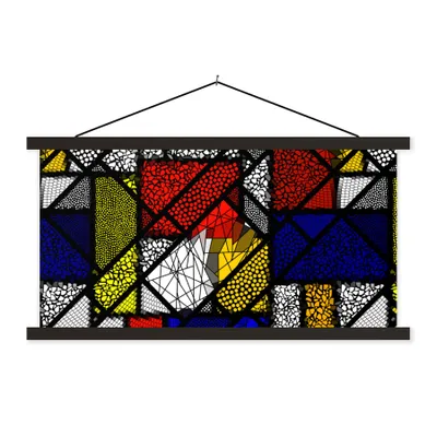 Produktbild von MuchoWow® Textilposter Mondrian - Glasmalerei - Alte Meister - Kunstwerk - Abstrakt - Malerei 60x30 cm mit schwarzem Rahmen - Textilien