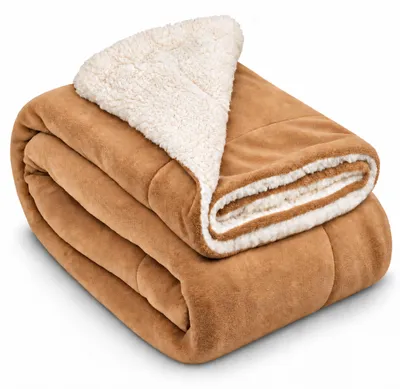 Produktbild von Beautissu Alina Sherpa Kuscheldecke, 220x240cm, Beige/weiß, pflegeleicht