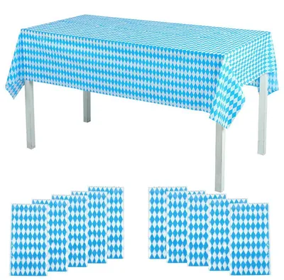 Produktbild von Tischdecken 10 Stück 137 x 274 cm PEVA blau-weiß kariert