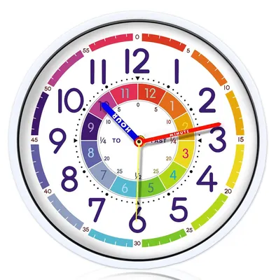 Zeitlern-Wanduhr 30 cm, leise, bunt, für Kinder