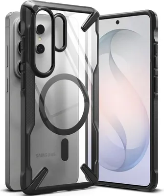 Image de Coque pour Galaxy S26 Ultra, Ringke Fusion X Magnetic avec MagSafe, transparente avec bordure noire
