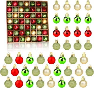 Produktbild von Mini-Kerstballen Kunststoff, 3 cm, 49 Stück, Weihnachtsbaumdekoration