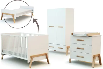 Immagine prodotto di AT4 - Cameretta completa evolutiva bambini CANAILLE - Bianco/Faggio natural - 70 x 140