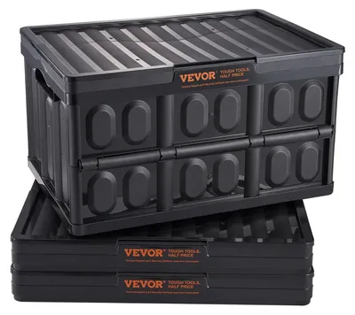Image de Boîtes de rangement pliables avec couvercles, 45 litres - Lot de 3