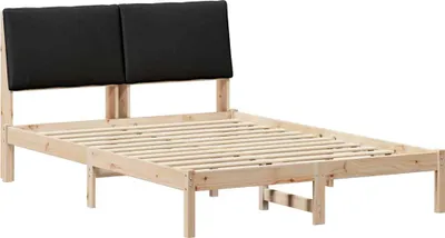 Produktbild von vidaXL Bettgestell Braun und Schwarz 140 x 190 cm Massivholz Kiefer