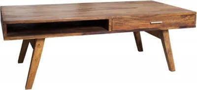 Produktbild von Casa Padrino Massivholz Couchtisch Naturfarben 100 x 55 x H. 40 cm - Wohnzimmertisch im Retro Style - Retro Design Wohnzimmer Möbel