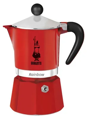 Produktbild von Bialetti Rainbow, Mokka-Kanne, Schwarz, Rot, Edelstahl, Aluminium, 3 Tassen, Rainbow, CE