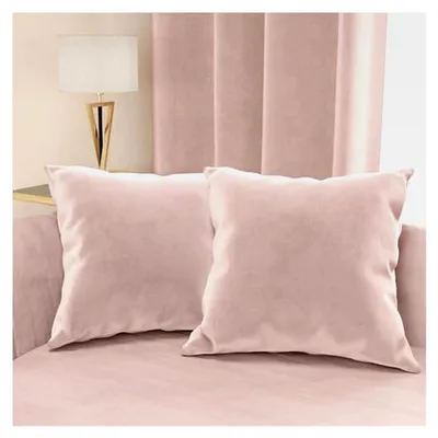 Produktbild von Set aus 2 Samtkissen, Möbelkissen für Sofa und Bett, abnehmbarer Bezug mit Reißverschluss, Puder 40 x 40 cm, 100%  Italy