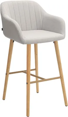 Produktbild von CLP Barhocker Ando Stoff gepolstert mit Lehne Gestell aus Kautschukholz, bis 150 kg | Farbe beige, KI-generiertes Bild