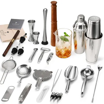 Produktbild von Professionelles Barkeeper-Set mit 33 Teilen aus hochwertigem Edelstahl