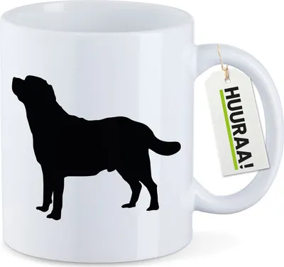 Produktbild von Huuraa Kaffeetasse Labrador Retriever Silhouette 330ml Weiß Keramik Kaffeebecher Geschenkidee