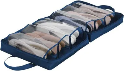 Obrázek produktu pro Taška na boty pro firmy – taška na boty se 6 přihrádkami, polyester, 36,5 x 36,5 x 14,5 cm, tmavě modrá