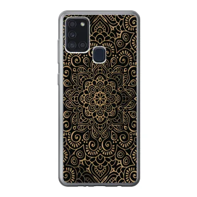 Produktbild von MuchoWow® Handyhülle Schutzhülle Hülle für Samsung Galaxy A21s Goldenes Muster auf schwarzem Hintergrund Silikon Softcase Handy Hülle - Hartschale