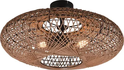 Produktbild von lightling Edda Deckenleuchte, 2-flammig, schwarz matt Metall, Lampenschirm aus Sisal, max: 40W, 28x28x150 cm