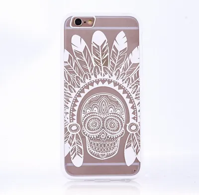 Produktbild von Handy Hülle Mandala für Samsung Galaxy S7 Edge Design Case Schutzhülle Motiv Federn Totenkopf Cover Tasche Bumper Weiß