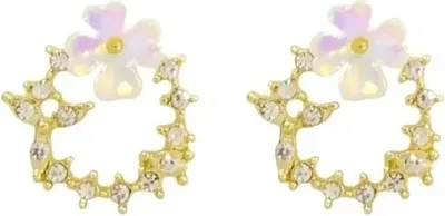 Produktbild von Ohrringe Anhänger Girlanden mit Zirkonen, florales Design, Größe 1,8 x 1,3 cm, antiallergisch