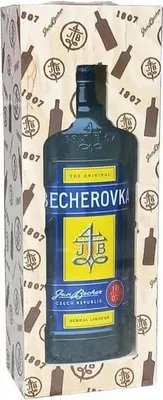 Obrázek produktu pro Dárkové balení - Karlovarská Becherovka originál dřevěná kazeta 3,0 l.