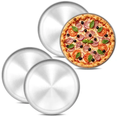 Pizzaplatten aus Edelstahl, 4er-Set, 26 cm