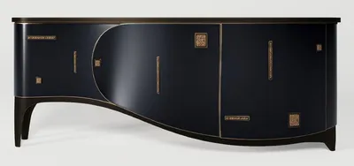 Produktbild von Casa Padrino Luxus Art Deco Sideboard Dunkelblau / Schwarz / Messing 195 x 55 x H. 75 cm - Edler Massivholz Schrank - Art Deco Möbel - Hotel Möbel - Luxus Möbel