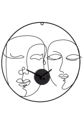 Image de GILDE Wanduhr, rund, "Visione", Gesichtsmotiv, Metall, schwarz, , L. 3,3 cm, D. 40 cm 50770/Abverkauf nur solange Vorrat reicht