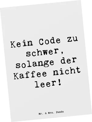 Produktbild von Mr. & Mrs. Panda bildkarte Spruch Code und Kaffee - Weiß - Geschenk, Programmierer, Geschenke mit Herz, Postkarten, Grußkarte, Codieren, Ansichtskarte, Programmierung