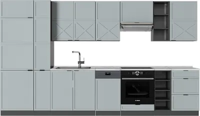 Produktbild von Küchenzeile Vicco Fame-Line Hellblau-grau/Anthrazit 355 cm ohne Arbeitsplatte, Model 51124