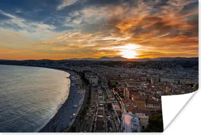 Produktbild von MuchoWow® Poster Sonnenuntergang - Nizza - Frankreich 180x120 cm - Fotoplakat
