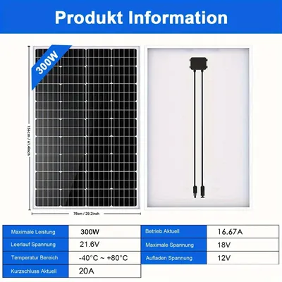 Productafbeelding van Monokristallijn Zonnepaneel - Solar Module - Fotovoltaïsch Paneel - 12V Zonnepaneel - Caravan Zonnepaneel
